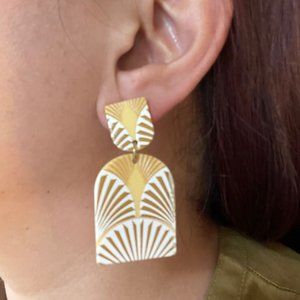 Trendy Acrylic Geometric Minimalist Dangle Drop Statement Earrings Gold